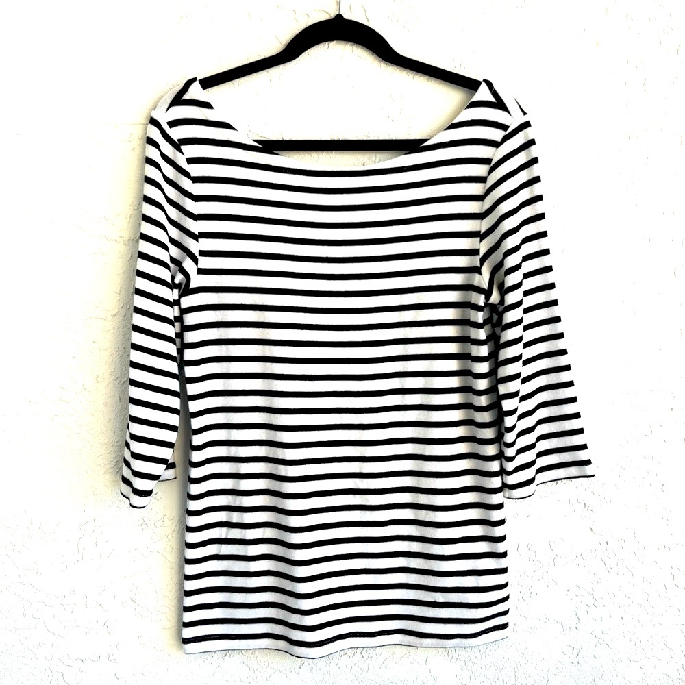 EUC Gap Ballet Striped Scoop Back 3/4 Sleeve Top